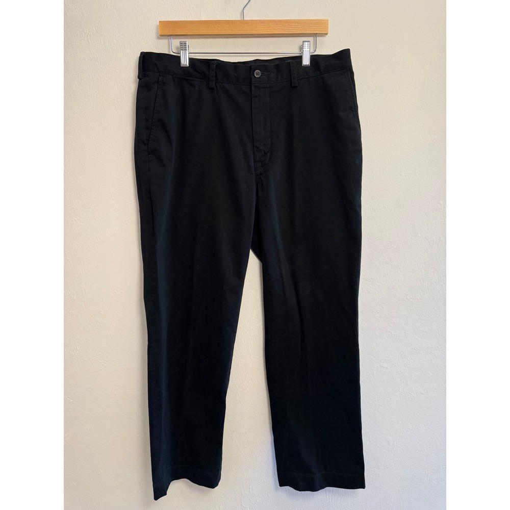 Polo Ralph Lauren Mens Black Chino Pants Flat Front Straight Leg Cotton Twill